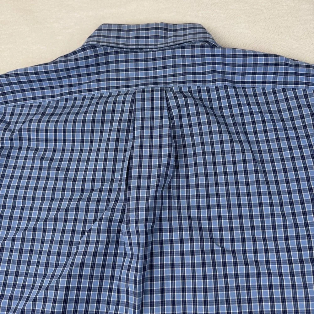 Ralph Lauren Blake Button Down Shirt Mens L Blue Check Two-Ply Cotton Long Slv